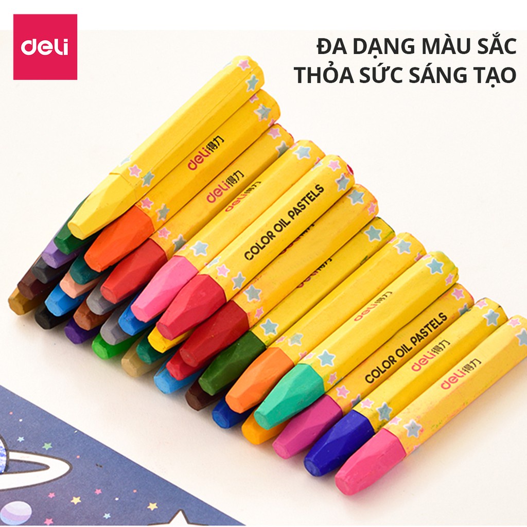 Bút sáp dầu học sinh hộp nhựa Deli - 12/18/24 màu - 72090/72091/72092