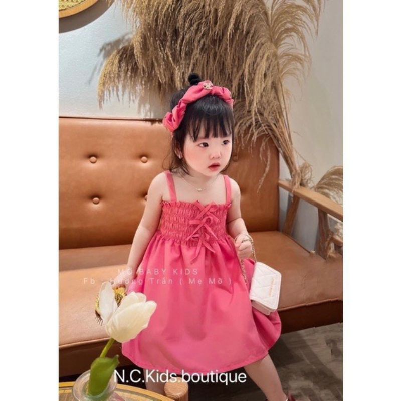 Váy 2 dây bé gái  - Đầm bé gái kèm cài tóc xinh xắn size 8ky - 28ky