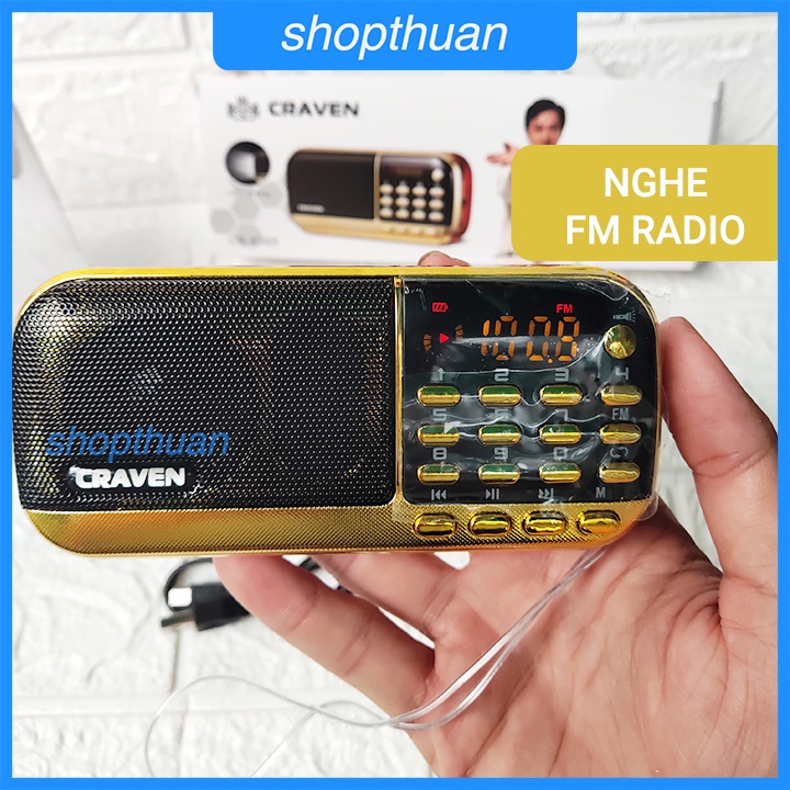 [Mã ELHACE giảm 4% đơn 300K] Loa thẻ nhớ Craven CR-836S - 2 Pin - Nghe Thẻ Nhớ, USB,FM Radio - Có Đèn Pin