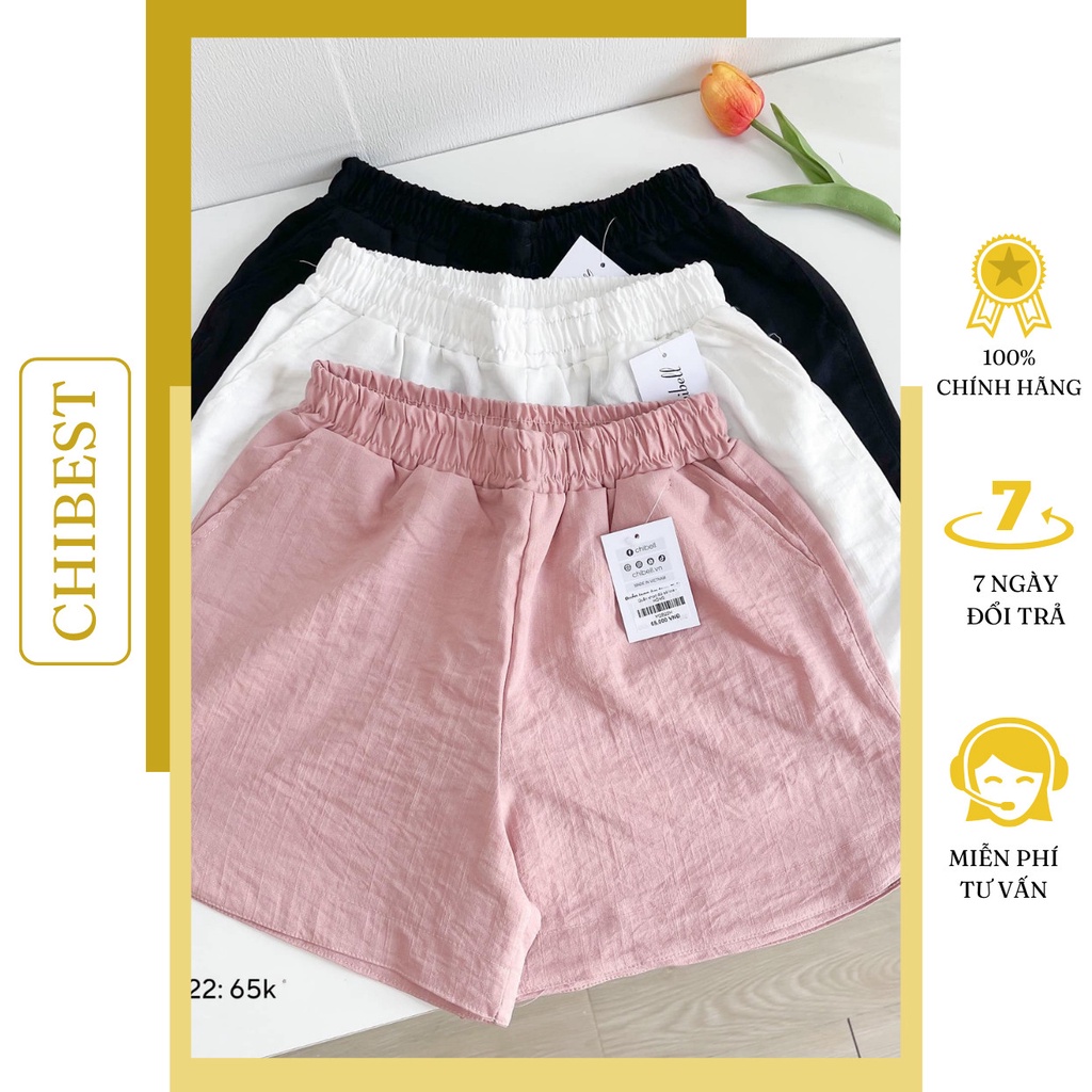 Quần short nữ  đũi sẻ line  lưng thun mặc thoải mái lắm luôn các nàng nha CHIBEST YQB22