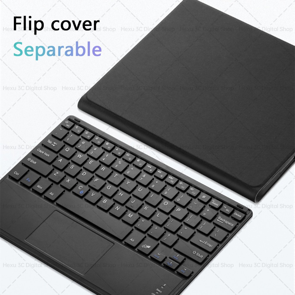 Hexu Magic Wireless Bluetooth Touchpad LED Light Backlight Keyboard Case for IPad Pro 11 2021 Air4 10.9 2020 Air3 10.5 Air 7th 8th 10.2 9.7 2018 with Pen Slot Holder Leather Cover