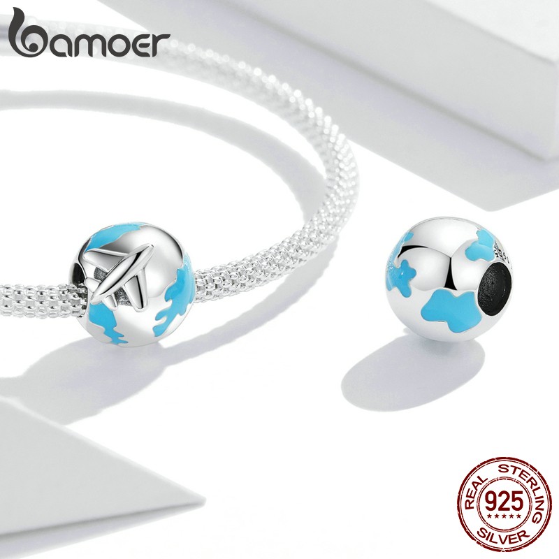 Hạt xỏ trang sức Bamoer Scc2026 bằng bạc 925 dòng sản phẩm vòng quanh thế giới thời trang thích hợp làm vòng tay DIY