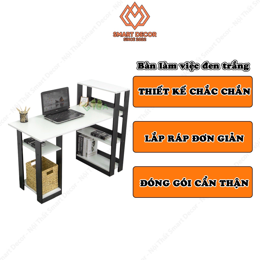 🚗 FREESHIP 💗 Bàn làm việc đen trắng-kệ sách thông minh CHẮC CHẮN- LẮP GHÉP ĐƠN GIẢN- GIÁ RẺ BẤT NGỜ