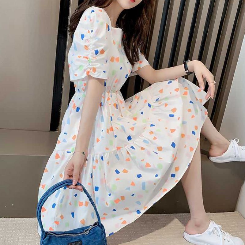 Đầm Hoa Tay Ngắn Cổ Tròn 39 Kiểu Hàn Quốc T2024