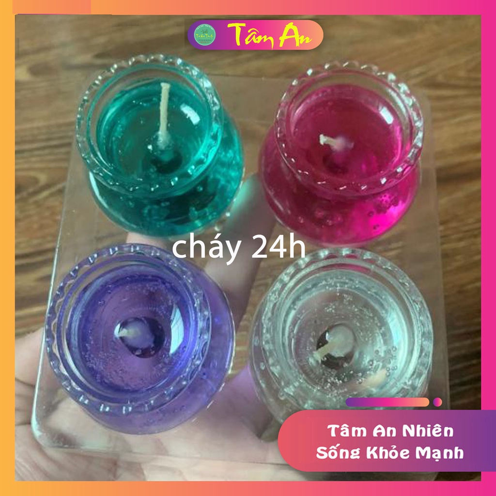 Combo Hộp Nến 4 Ly 4 Màu - Cháy 24H Không Mùi - Không Khói - An Toàn Sức Khỏe - Bảo Vệ Môi Trường
