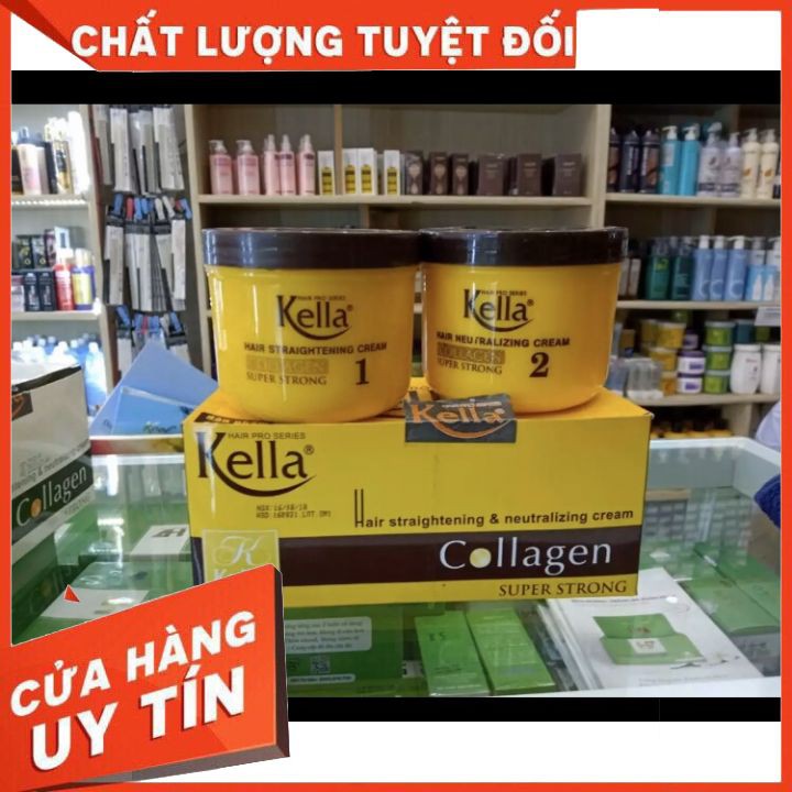 [CHÍNH HÃNG]KEM DUỖI THẲNG TÓC,KEM ÉP TÓC KELLA- Collagen Kella(Vàng)500M*2 DUỖI THẲNG TÓC PHUC HỒI BÓNG MƯỢT DÀNH CHOHO