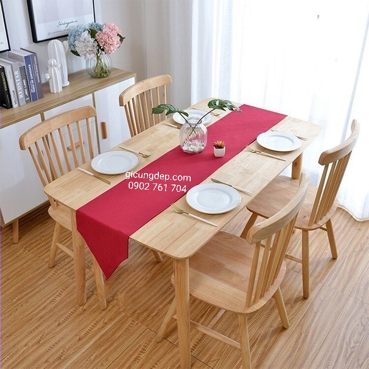 Khăn Runner vải bố màu đỏ dậm