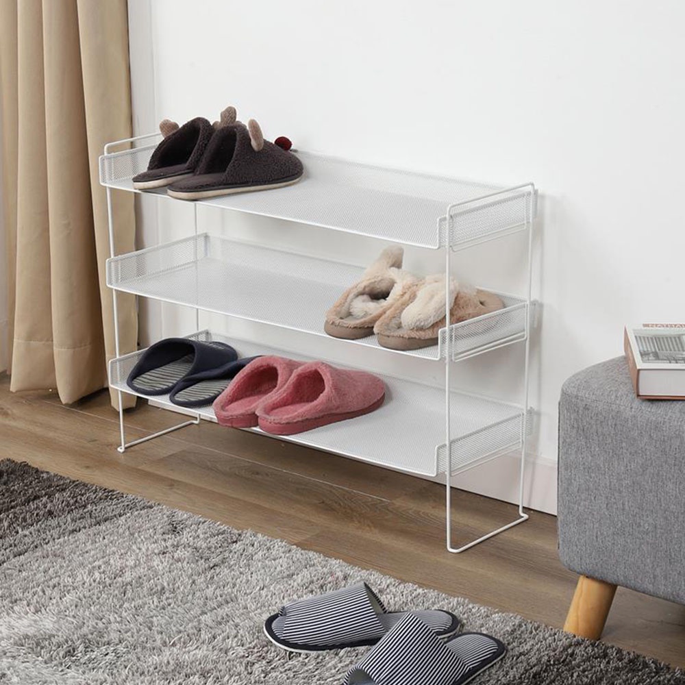 HomeBase STACKO Kệ để giày 3 tầng bằng thép BILA Thái Lan W77xH57.5xD26.5cm màu trắng
