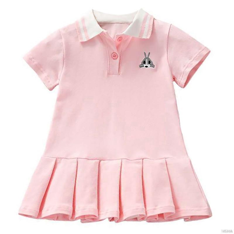 Đầm ngắn tay họa tiết hoạt hình xinh xắn dành cho bé gái