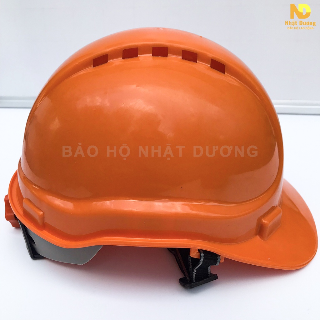 Mũ bảo hộ lao động có lỗ thông hơi khóa vặn màu cam 011, Nón bảo hộ lao động bảo vệ đầu công nhân công trình