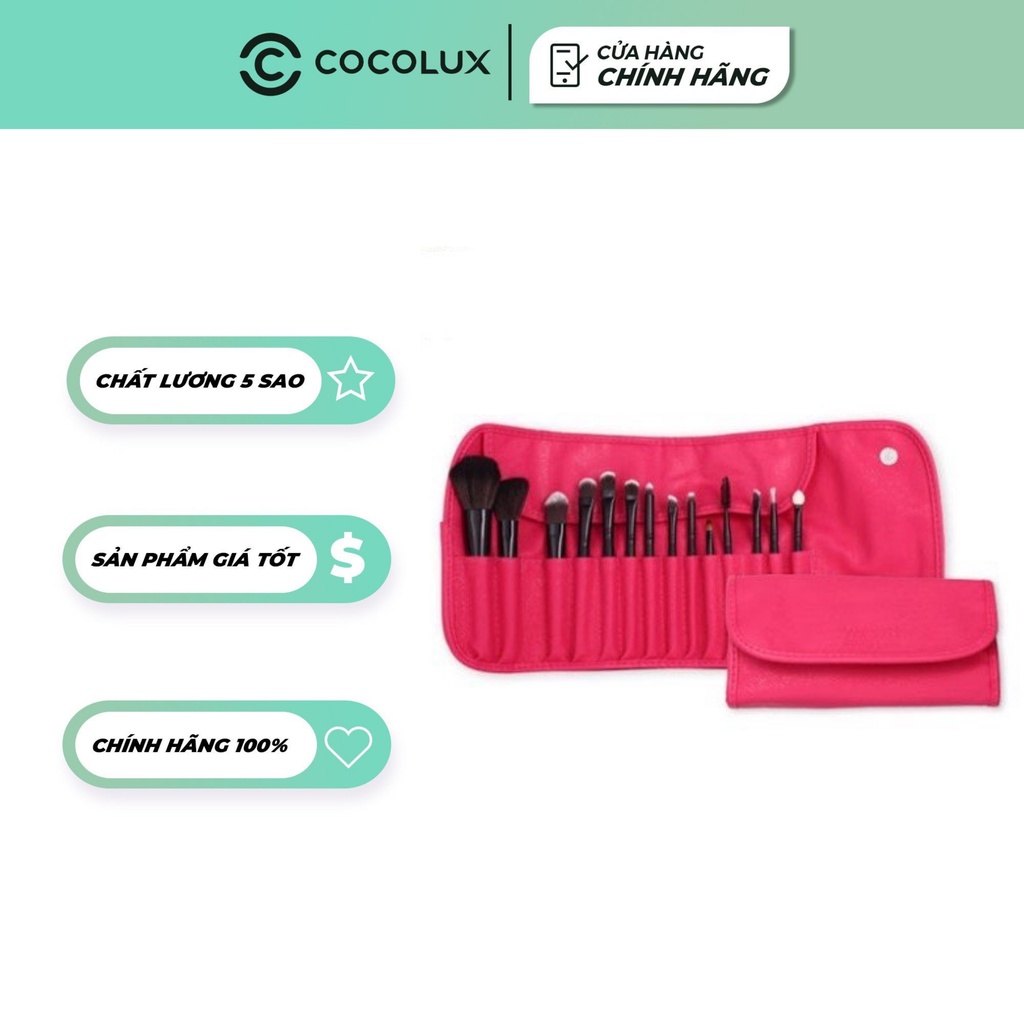 Bộ Cọ Cá Nhân Vacosi Essential Brush 14 Cây Bóp Da Hồng BC09 Cocolux