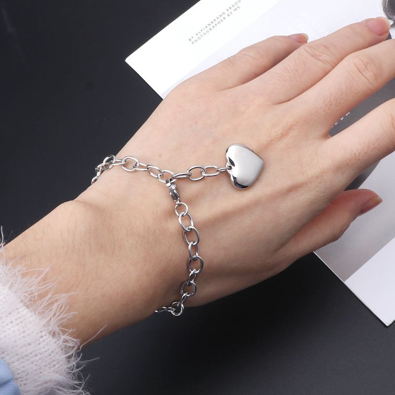 Vòng tay dây xích bằng thép không gỉ phối mắc xích thời trang