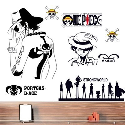 Bộ 2 sticker dán tường 3D hình nhân vật Luffy One Piece