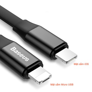 Cáp Baseus 2 trong 1 - Một đầu cắm cho cả iPhone lẫn Android (Micro USB)
