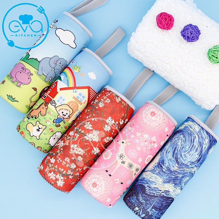 Túi Giữ Nhiệt Vải Neoprene Hoạ Tiết 2 Mặt Cao Cấp Cho Bình Đựng Nước 500 Ml