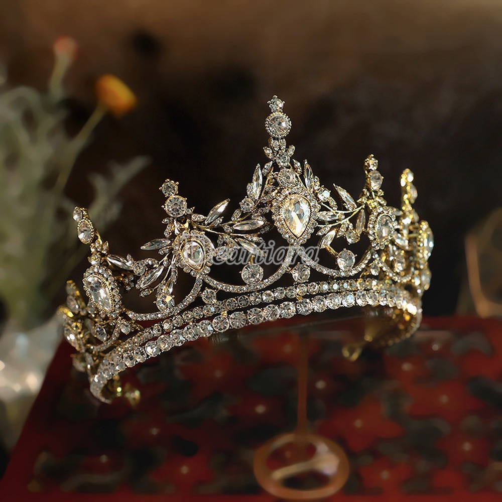 Vương Miện Cài Tóc Đính Đá Pha Lê Thủ Công Phong Cách Âu Mỹ Thời Trang Dành Cho Cô Dâu
