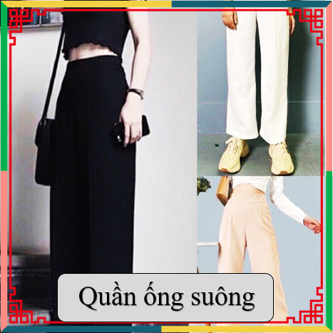 Quần ống suông khóa sườn 🔸SIÊU HOT🔸 quần nữ ống rộng, chất vải tuyết mưa dày dặn, đứng vải