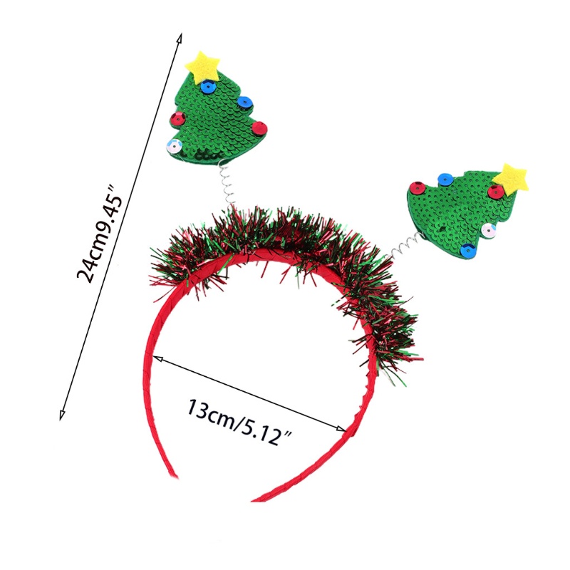 Băng Đô Cài Tóc Hình Cây Thông Noel Đính Kim Sa Lấp Lánh