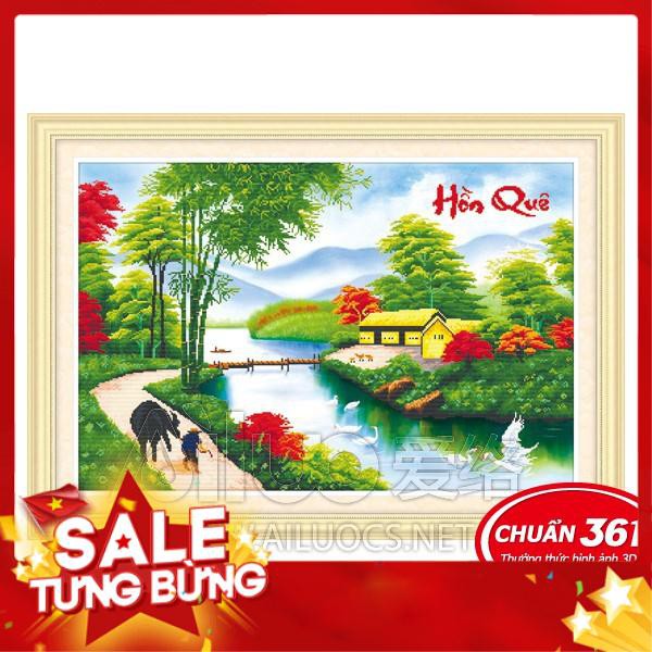 FreeShip 99K-Tranh thêu chữ thập Phong Cảnh đồng quê 3D Ailuo AL53375