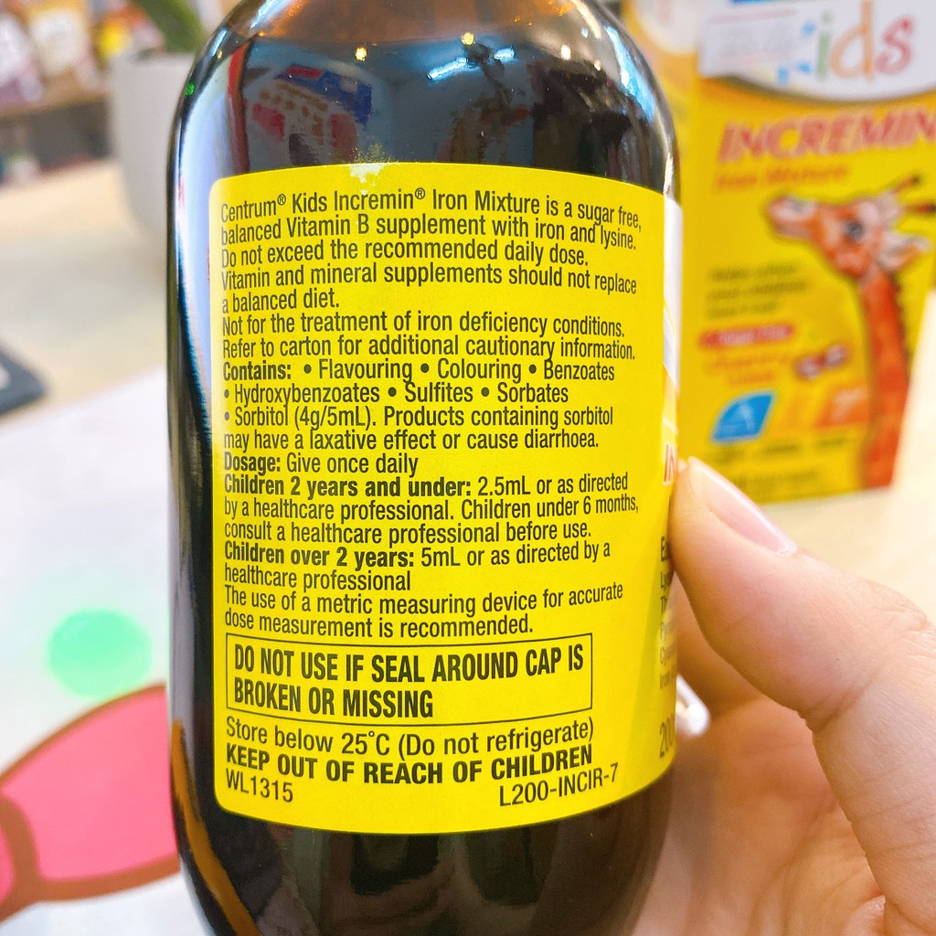 Siro Cho Trẻ Biếng Ăn Centrum Kids Incremin Iron Mixture Của Úc 200ml date 5/2024