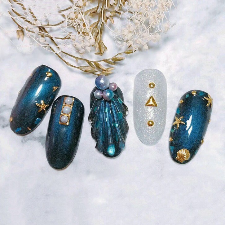 Set Túi phụ kiện, charm, đá thạch anh cao cấp đính móng tay