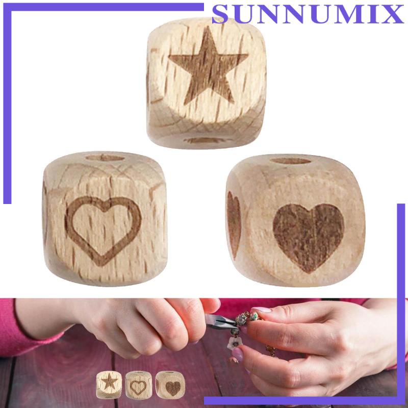 Set 20 Hạt Gỗ Vuông Lỗ Lớn Làm Trang Sức Thủ Công