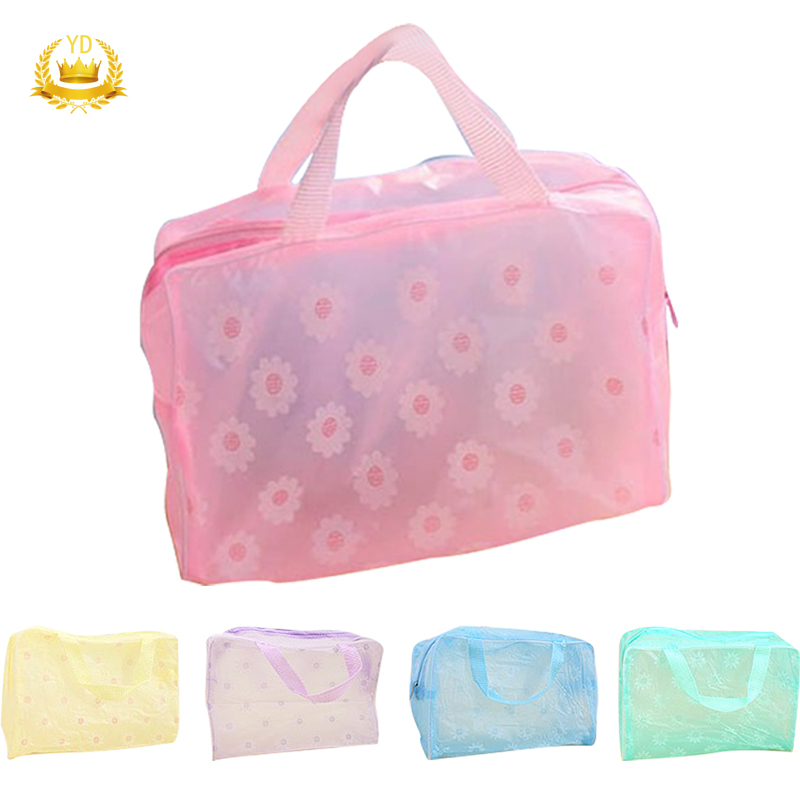 [Hàng mới về] Túi đựng đồ trang điểm trong suốt in hoa chống nước