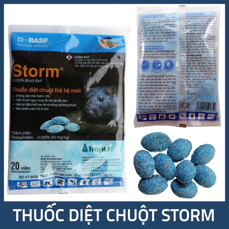 Thuốc diệt chuột Storm gói 20 viên_Mồi trừ chuột tận gốc từ Đức