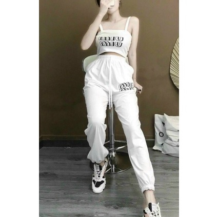 set bộ áo 2 dây bản miu quần jogger cá tính ng
