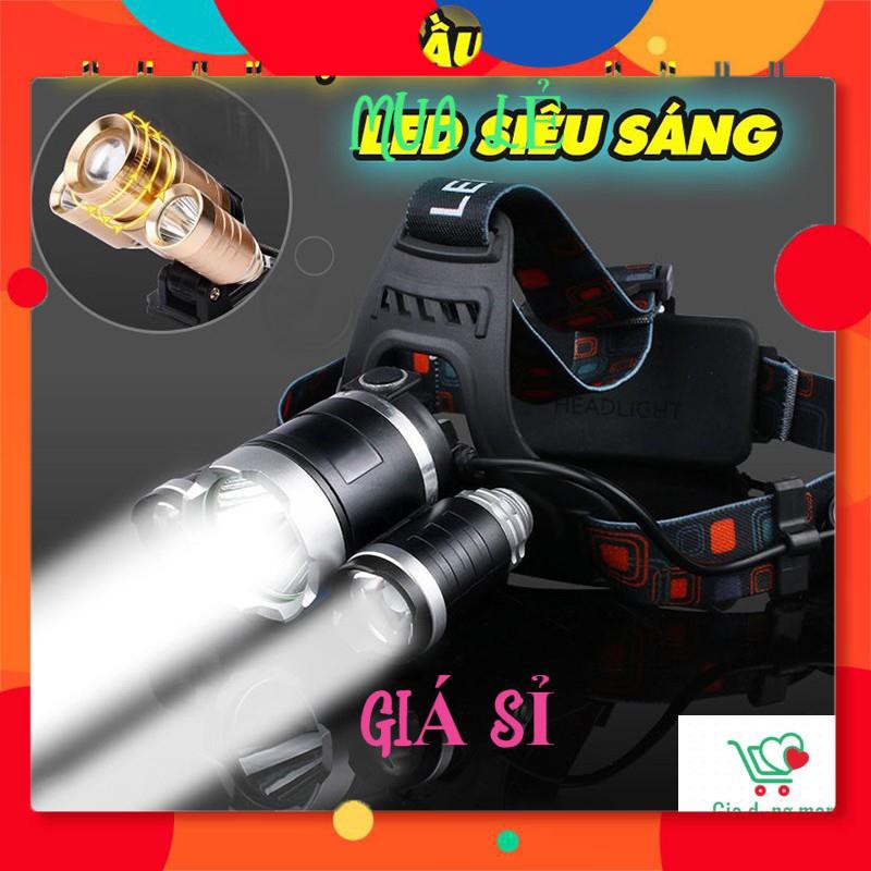 Đèn pin chiếu sáng [ THỌ 100.000 H ] đội đầu 3 bóng
