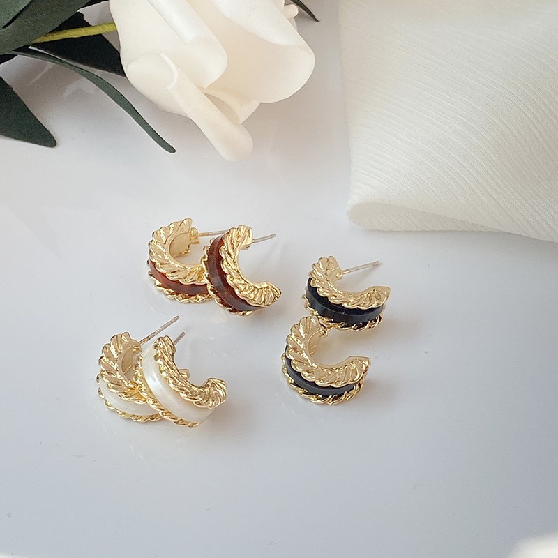 Khuyên tai kẹp không bấm lỗ chốt cố định K176 bằng hợp kim mạ vàng hình chữ C dáng ngắn Leous Accessories