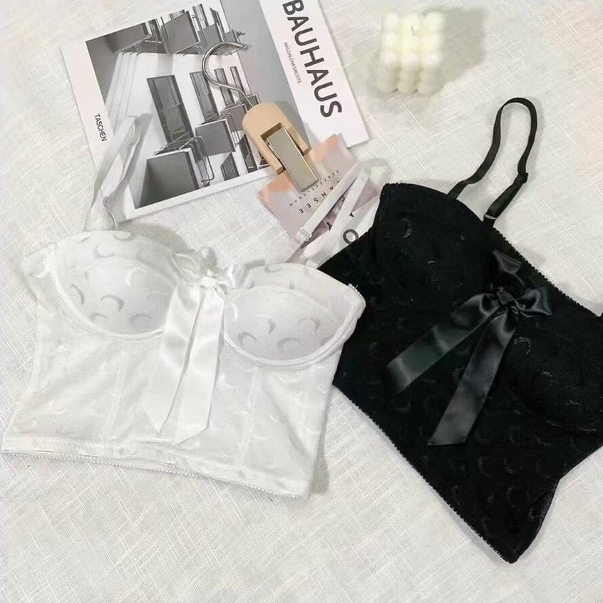 Hàng cao cấp, Áo quây hai dây ren họa tiết mặt trăng nhỏ, đính nơ siêu đẹp