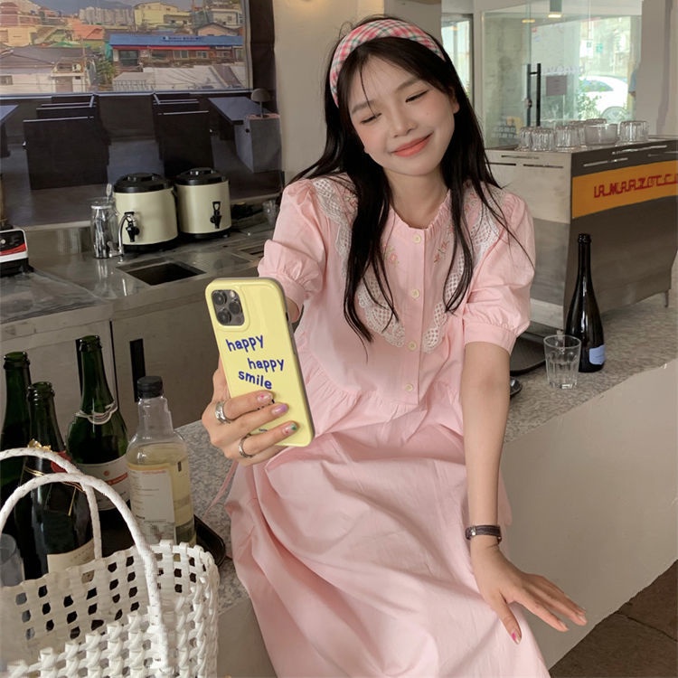 Đầm Lửng Tay Phồng Họa Tiết Trái Tim Phong Cách Nhật Bản Mới Dành Cho Nữ