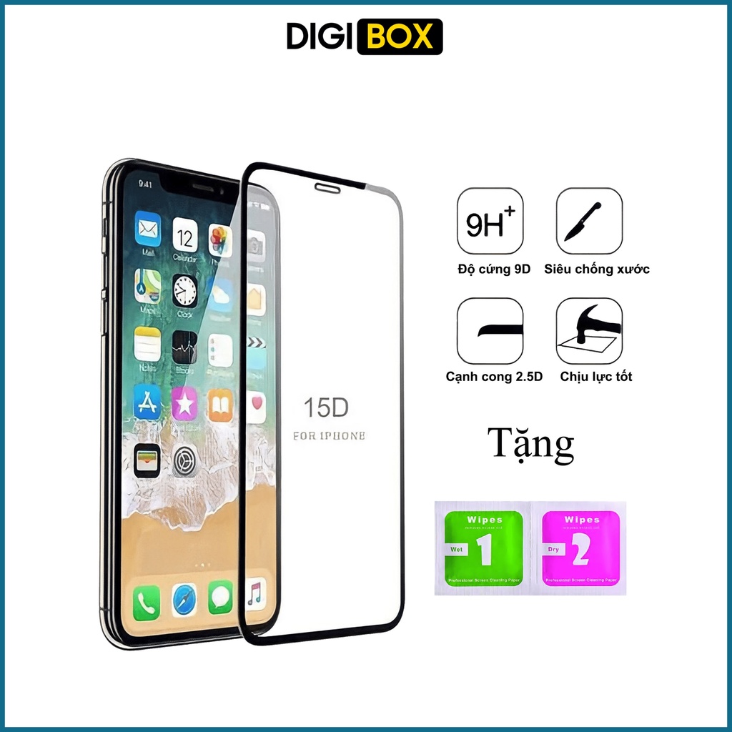 Kính Cường lực Full Màn IP REMAX 7/7plus/x/xs max/11/11 promax/12/12 promax Digibox