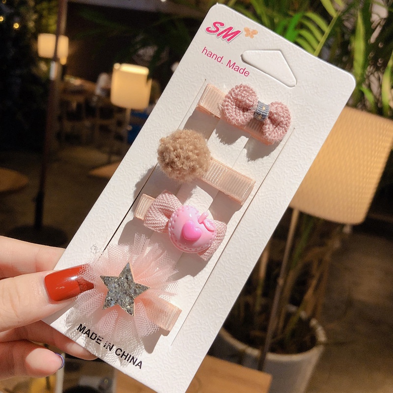 Kẹp Tóc Đính Nơ Kiểu Hàn Quốc Dễ Thương Cho Bé Gái