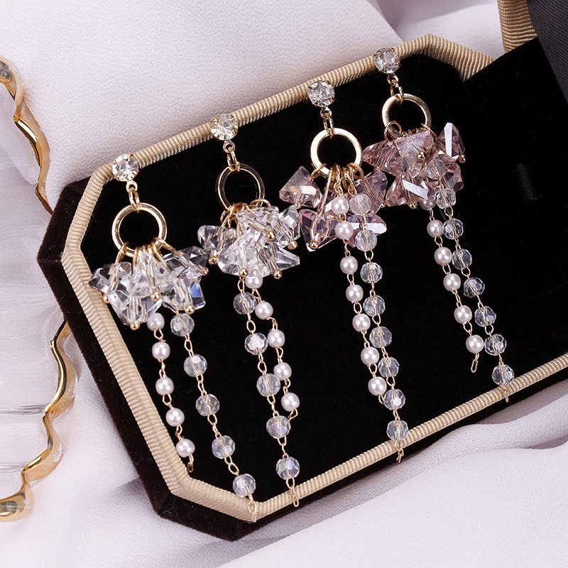 Đôi Bông Tai Dáng Dài Đính Ngọc Trai Nhân Tạo Thời Trang Cho Nữ