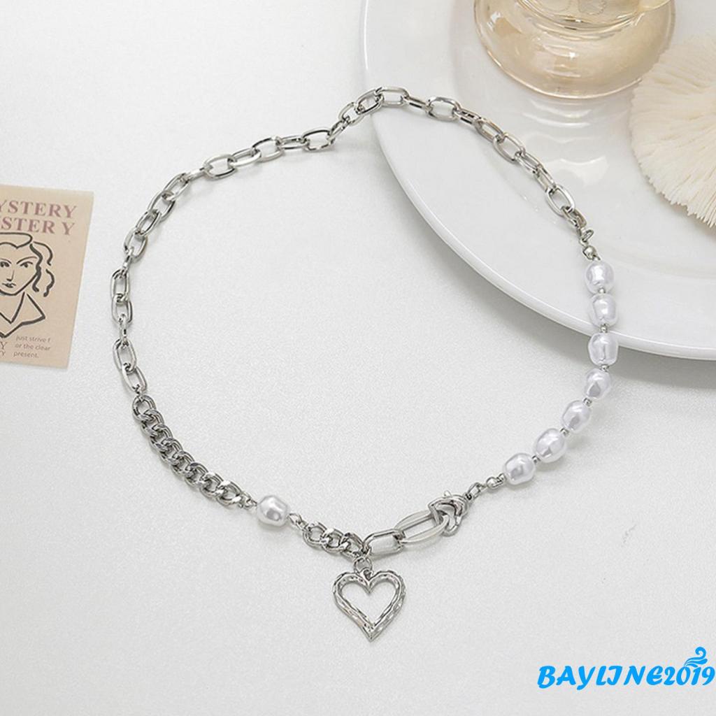 Dây chuyền phối ngọc trai nhân tạo mặt hình trái tim sành điệu dành cho nữ