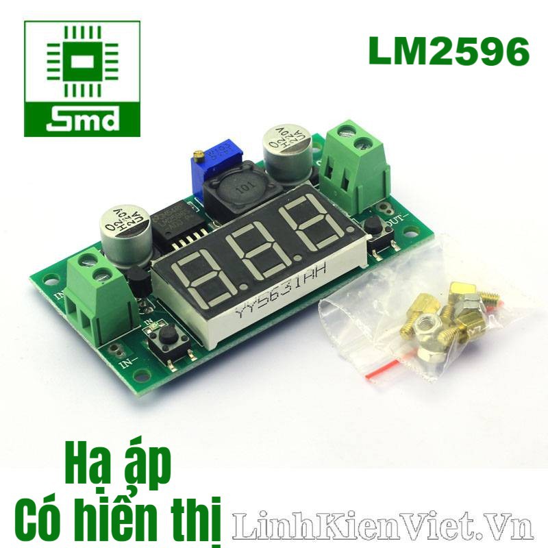 Mạch nguồn hạ áp 3A LM2596 Màn hình Led đo áp, Mạch giảm áp ổn áp 3A 5V 9V 12V Giảm áp từ 1.25 - 40V