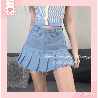 [OD] Chân váy jean xếp ly ngắn chân váy bò ngắn dáng chữ A đuôi cá hàng đẹp phong cách ulzzang có ảnh thật cuối
