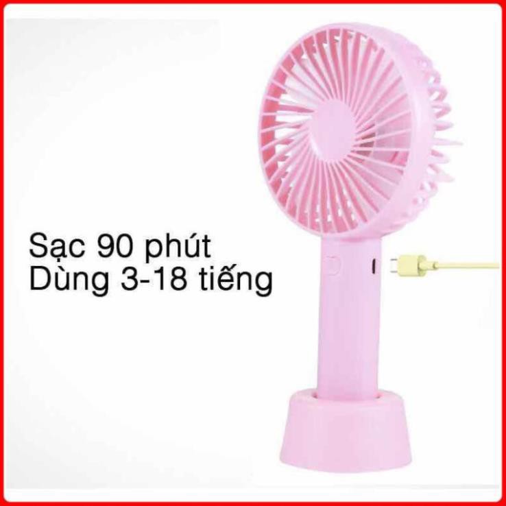 Quạt Tích Điện, Quạt Cầm Tay Mini- Dung Lượng Pin Cao,Đủ Phụ Kiện ( Pin, Xạc, Đế...), Chế Độ Gió To Nhỏ