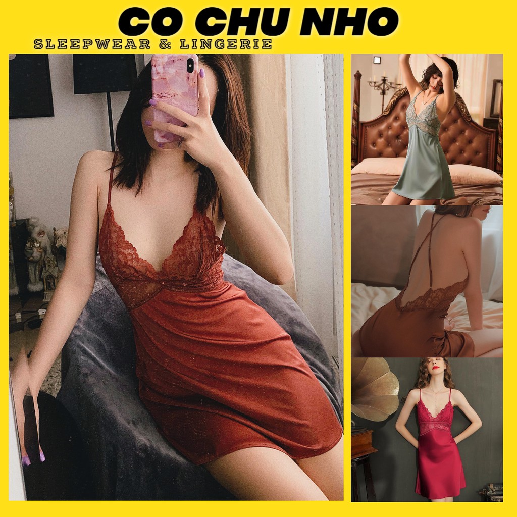 ♥️Q11.HCM♥️ [LL699] váy ngủ lụa satin cao cấp - Đầm ngủ sexy Quảng Châu - Cô chủ nhỏ chuyên sỉ