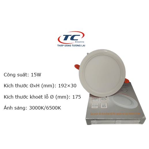 Đèn led âm trần siêu mỏng Duhal 15W (KDPT215)