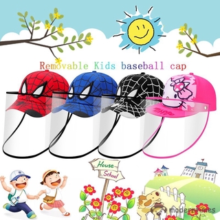 Nón Lưỡi Trai Có Tấm Che Mặt Bảo Vệ Chống Sương Mù Chống Nước Bọt Họa Tiết Hoạt Hình Cho Trẻ Em