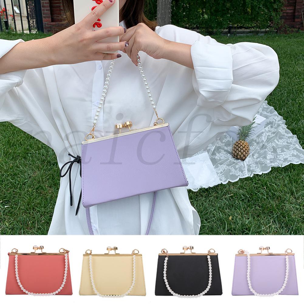 Naicfas Elegant Clip Women Shoulder Bags PU Leather Female Pearl Handbags Clutch