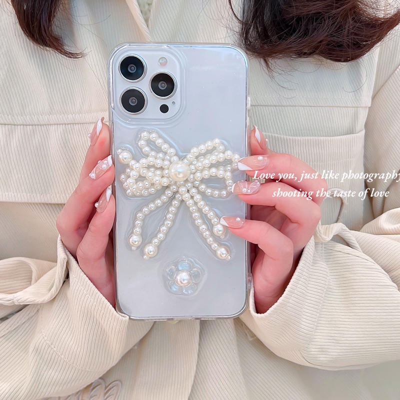 Ốp Điện Thoại Mềm Trong Suốt In Hình Nơ 3D DIY Cho iphone 13 Pro Max 11 12 Pro Max Apple X XR XS Max 7 8 plus