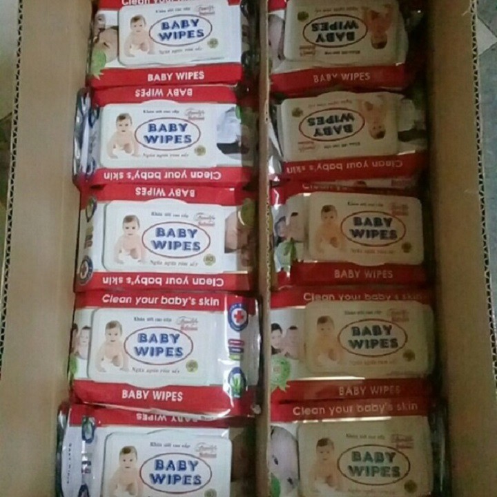 COMBO 5 Gói Khăn Ướt Kháng Khuẩn Không Mùi An Toàn Cho Bé BABY WIPES loại 80gram