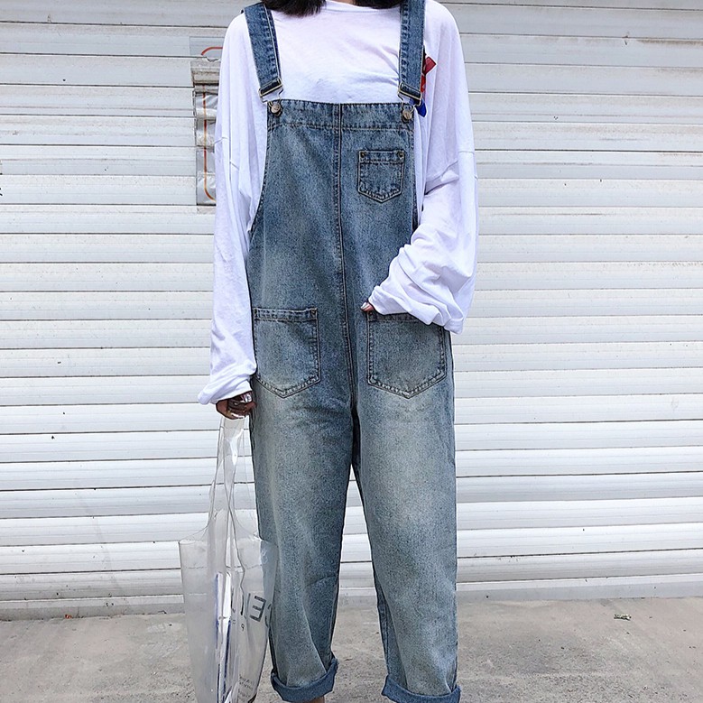 SUXI Quần Yếm Jean Phong Cách Hàn Quốc Dành Cho Nữ