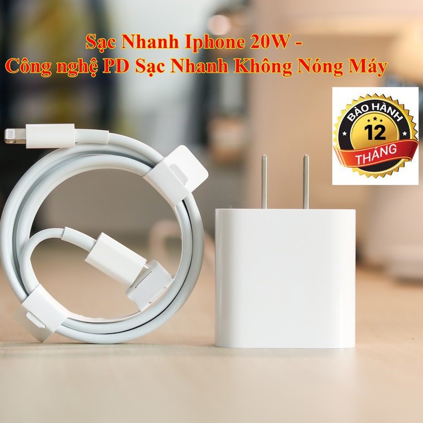 [Trợ giá] Bộ sạc nhanh iPhone 20W PD, 30p lên 50% pin, sử dụng cho 8/x/xs/11/12/pro/max/plus/mini/promax/ipad