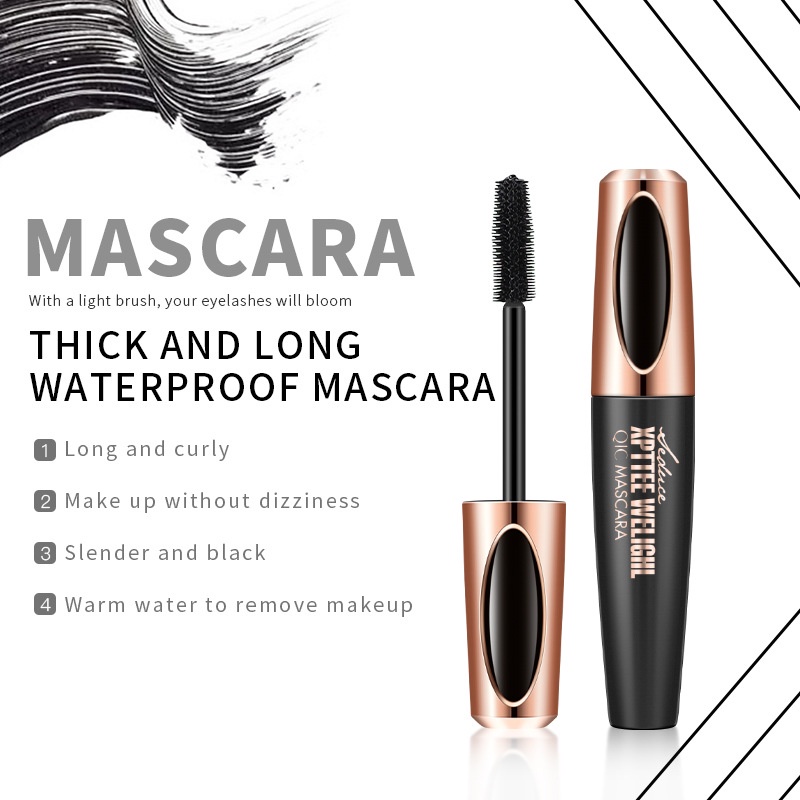Mascara Sợi Tơ 4D Màu Đen Chống Thấm Nước Chuốt Dài Mi