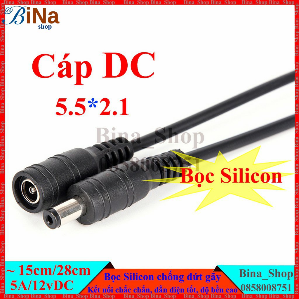 Cáp sạc DC 5.5x2.1 dài 15cm, Cáp cấp nguồn DC tiện dụng